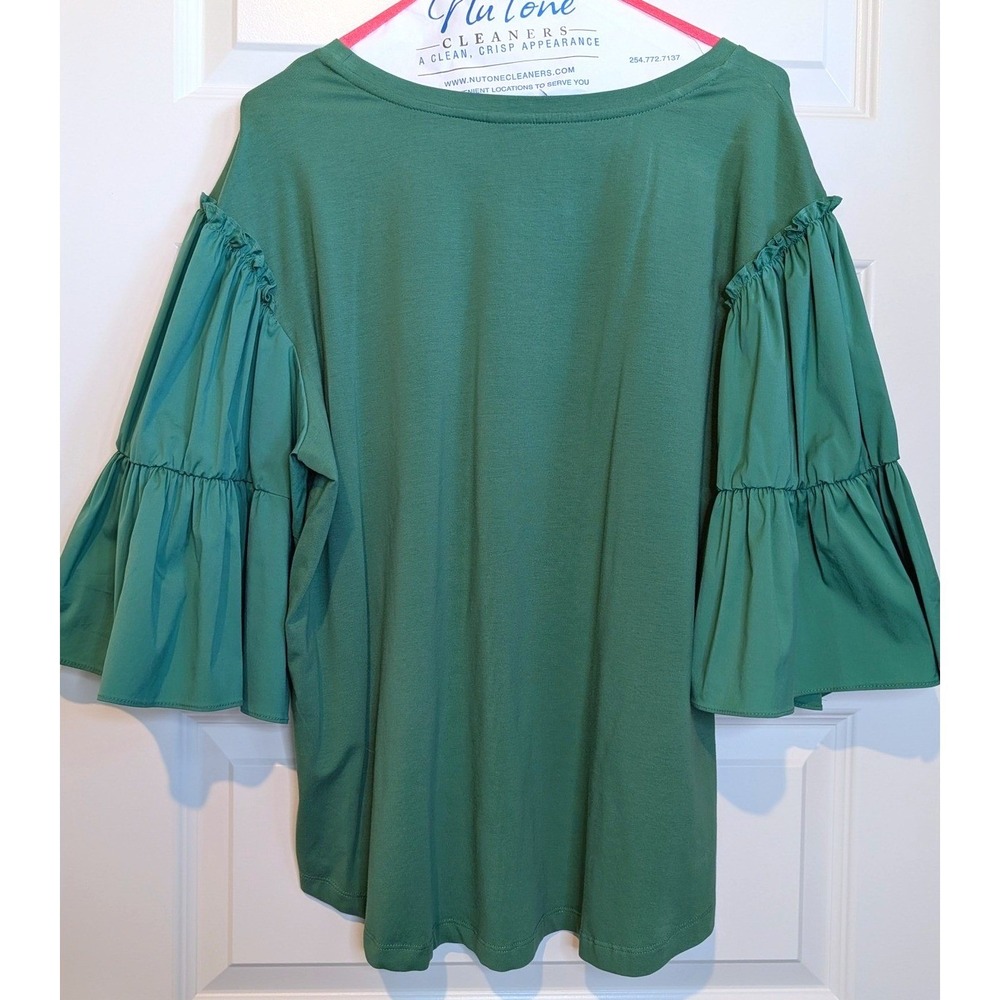 Chico's Green Tiered Ruffle Sleeve Top